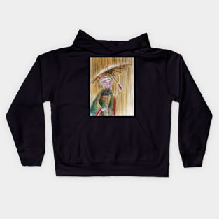 Monkey woman in the rain in japan Kids Hoodie